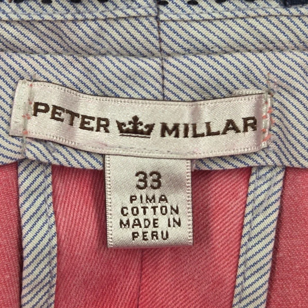 Peter Millar Raleigh Washed Twill Flat Front Pants Coral Pink Mens 33x30